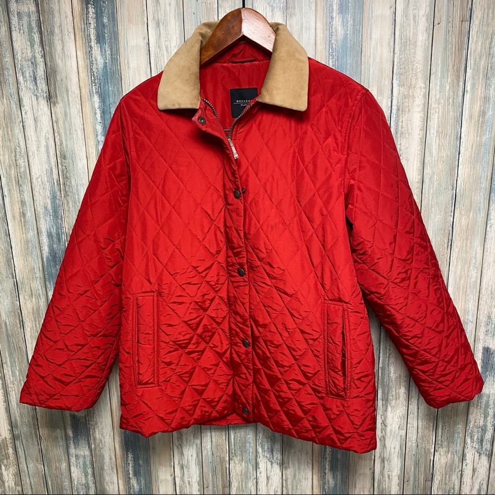 Max Mara Jacket sz 8 Quilted Suede Trim # V861